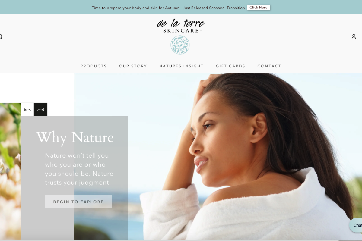 Website Screenshot delaterreskincare.com