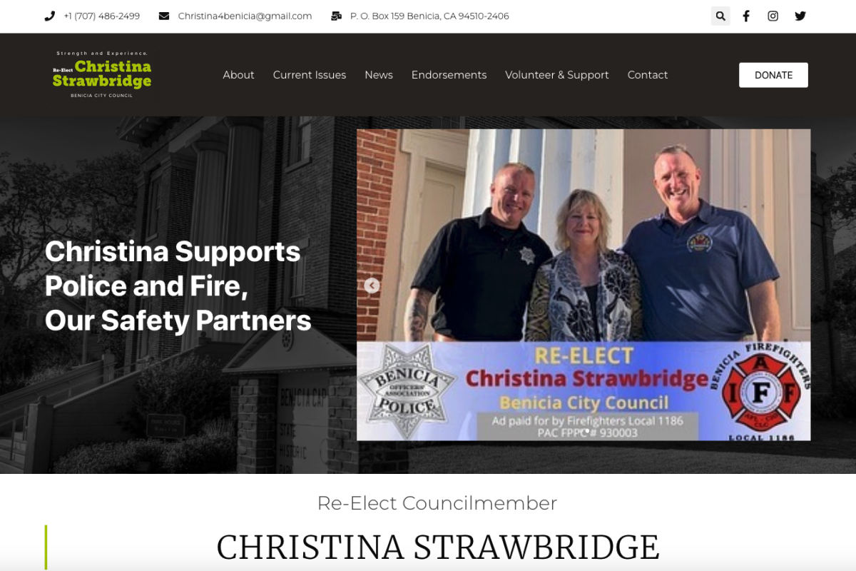 Website Screenshot christinastrawbridgeforcitycouncil.com